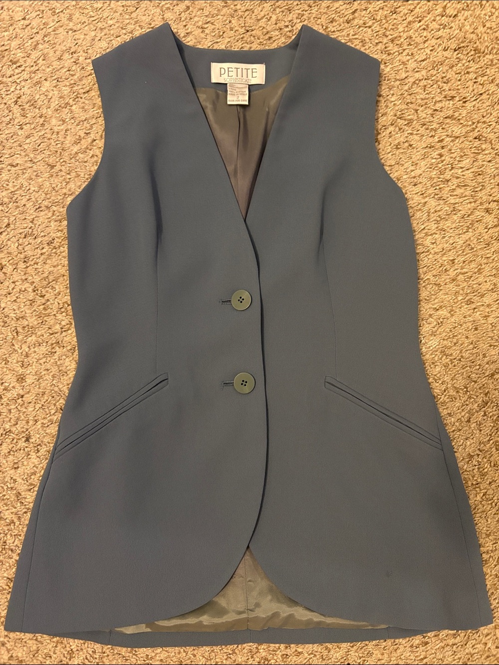 Petite Sophisticate Women's Sleeveless Blazer Vest in Slate Blue